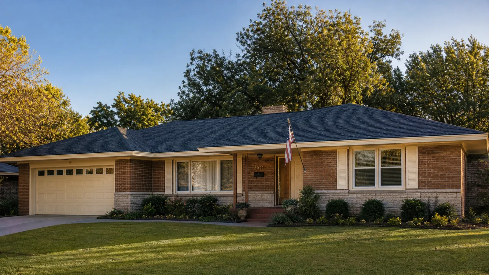 Residential roof in Midwest City, Oklahoma, a Tinker AFB-area neighborhood east of OKC