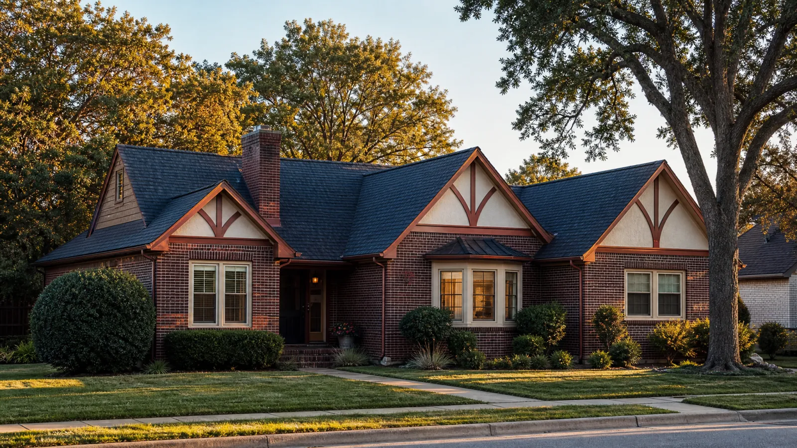 Architectural-shingle roof on a Norman, Oklahoma home with the OU campus in the distance — typical south OKC metro residential roofing